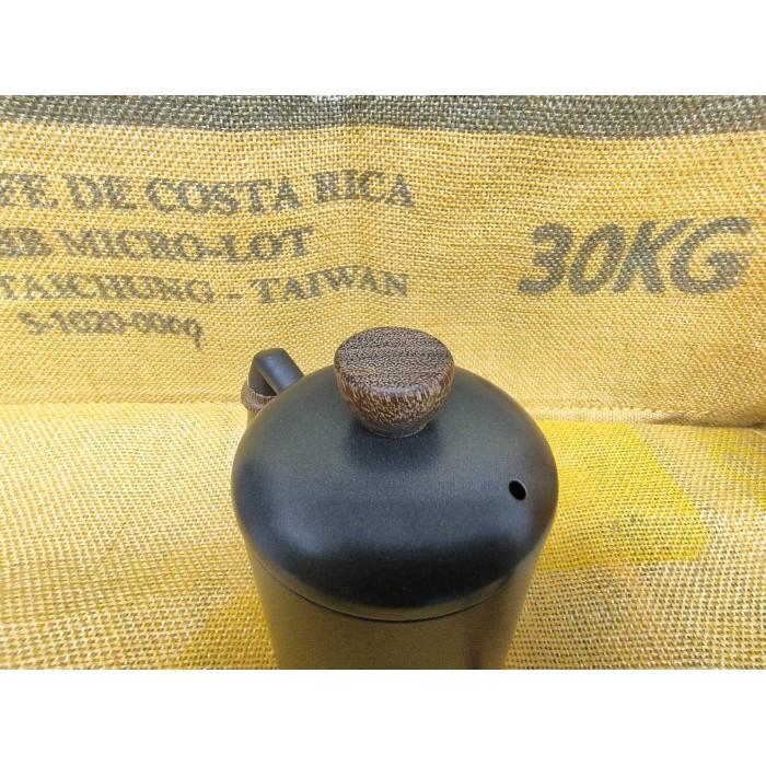 咖啡手沖壺 不鏽鋼手沖壺 600ml 0.6L 霧面黑 消光黑 木質手把  加厚壺身 細口壺 水流好控制-細節圖4