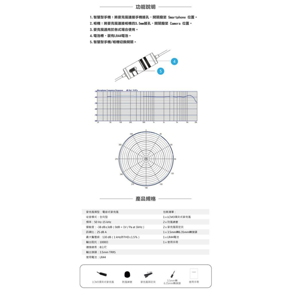 CKMOVA LCM3 全向性 領夾式 麥克風 接頭 3.5mm 線長 8M 適用 相機 手機 公司貨-細節圖4