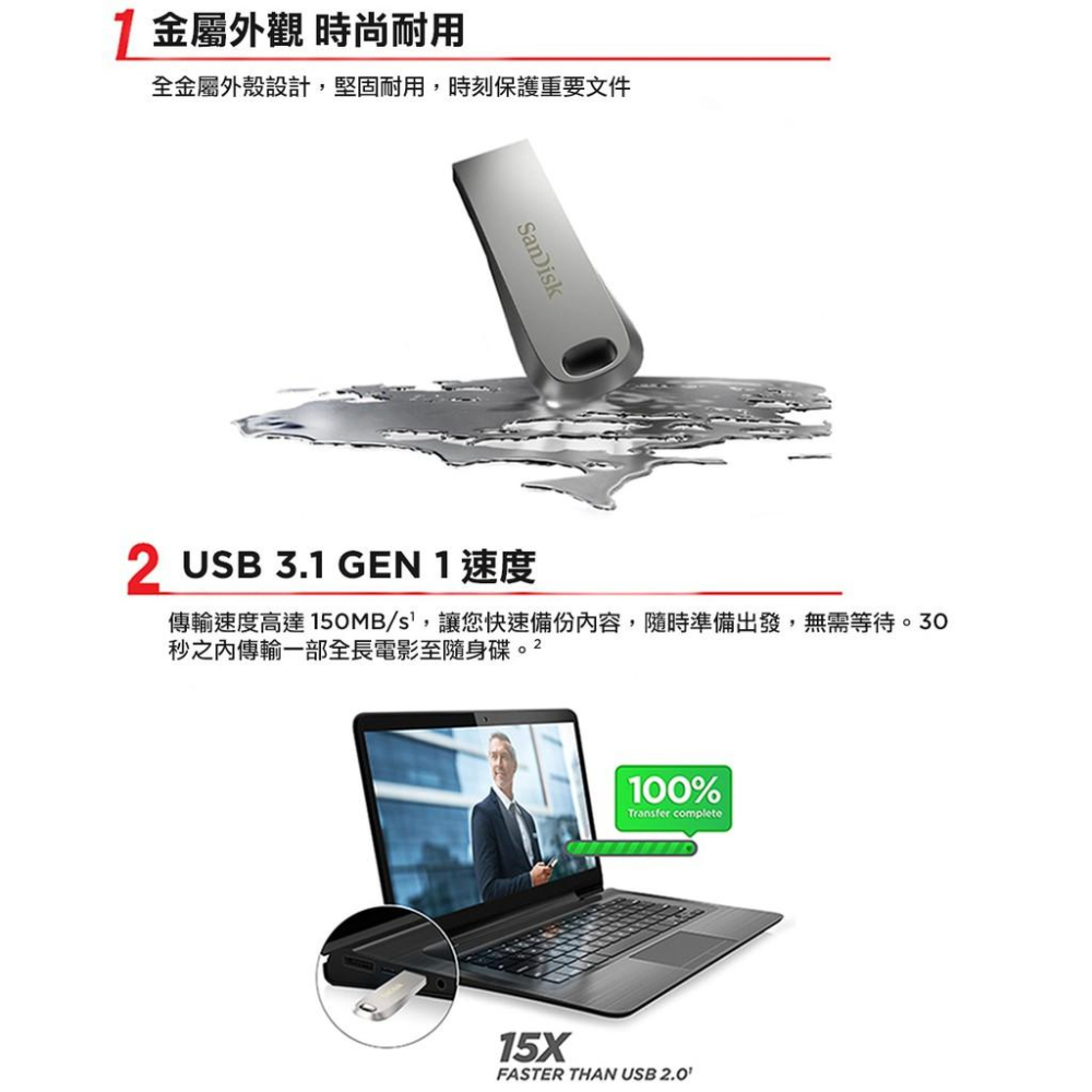 SanDisk Ultra Luxe USB 3.1 隨身碟 256GB 150MB/s 總代理增你強公司貨-細節圖4