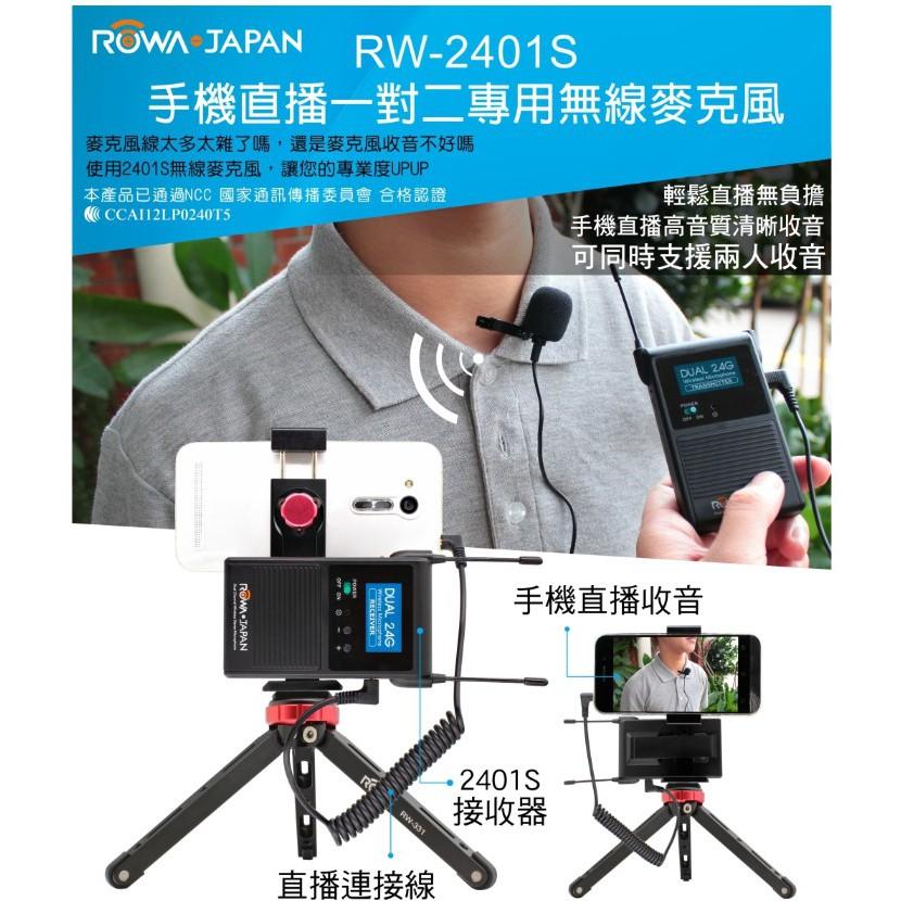 ROWA  RW-2401S 直播必備 手機/相機/攝錄器材 專用 收音神器 一對二 採訪無線麥克風  公司貨-細節圖2