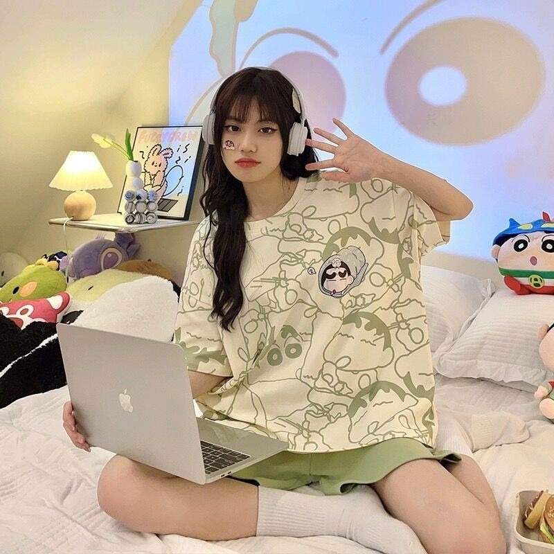 女學生寬松大碼可愛卡通家居服兩件套  -A0172-A1692-細節圖2