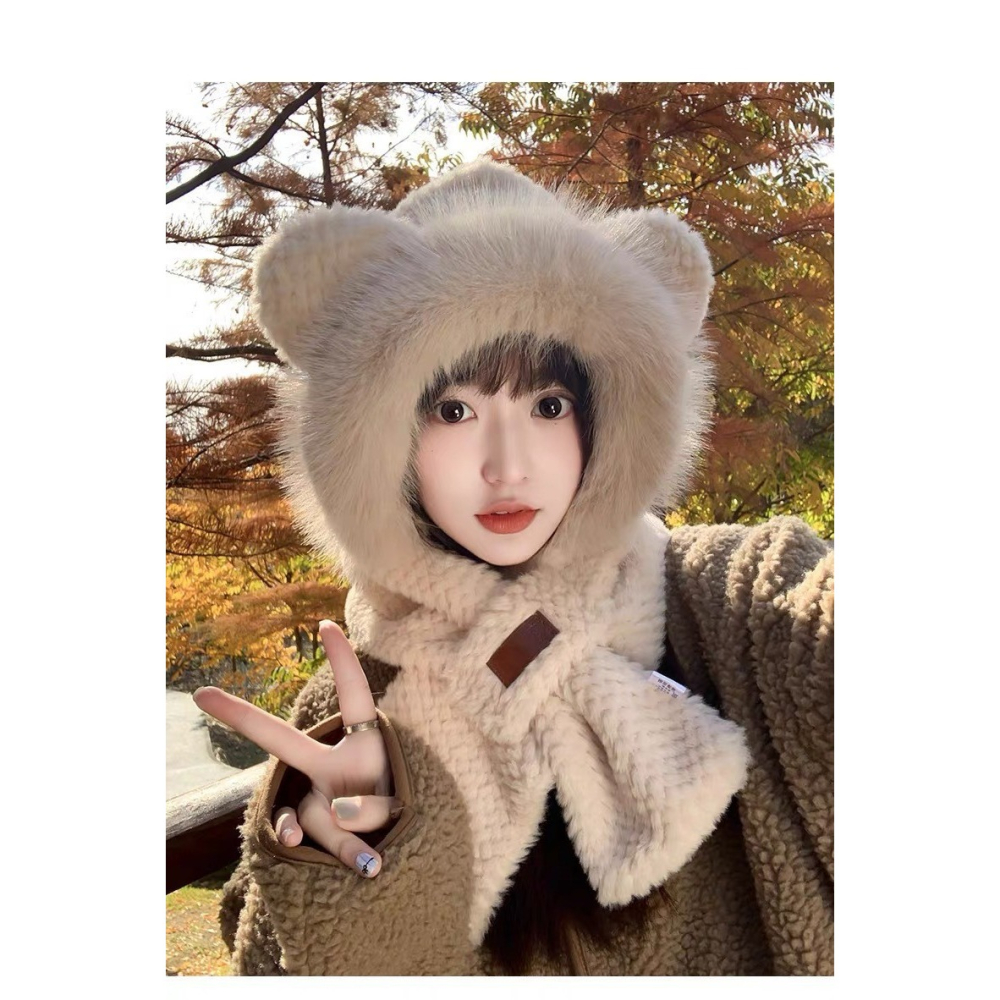 小熊皮標保暖帽-A0231-細節圖4