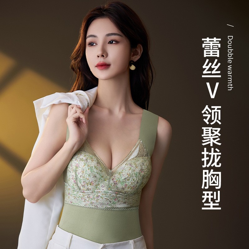 輕奢蕾絲雙面磨毛保暖背心 -A0454-細節圖9