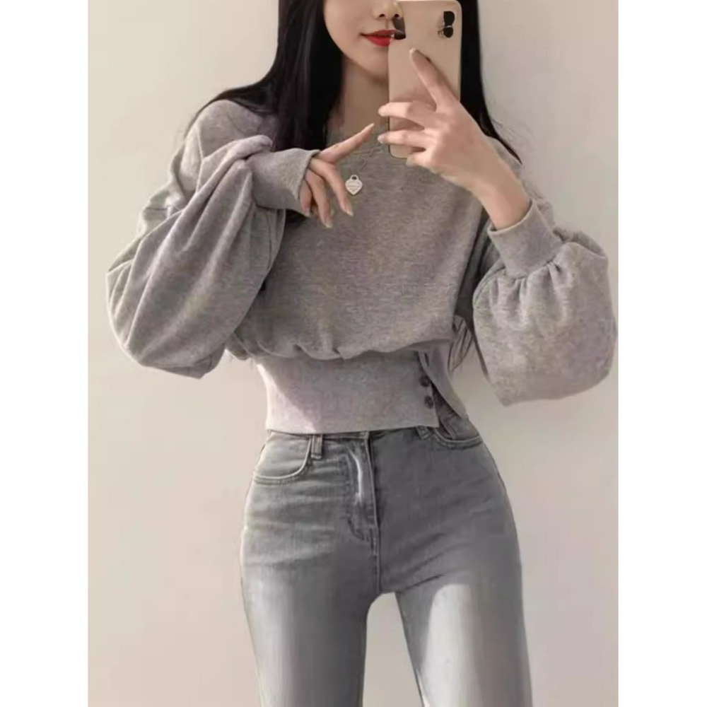 韓系收腰顯瘦上衣-A0618-細節圖4