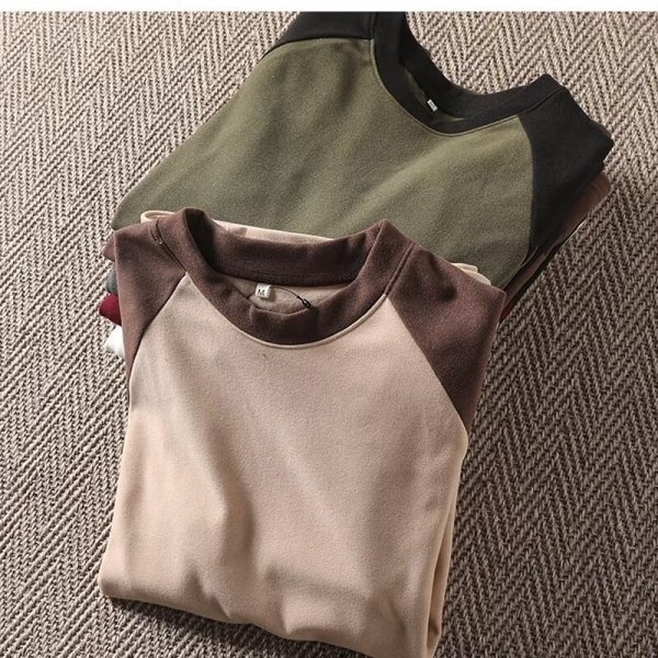 男士撞色德絨圓領保暖上衣-A0776-細節圖2