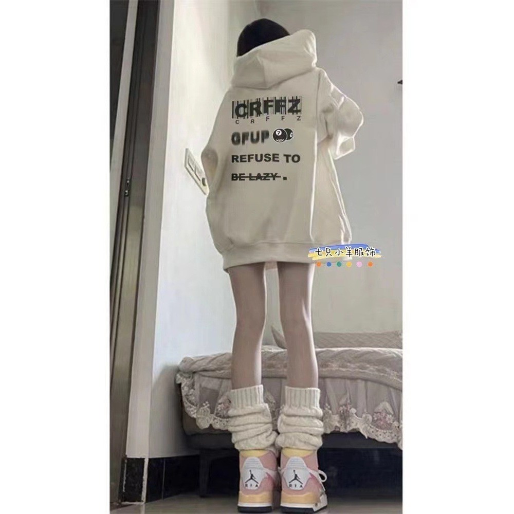 美式連帽加絨寬鬆衛衣-A1255-細節圖3