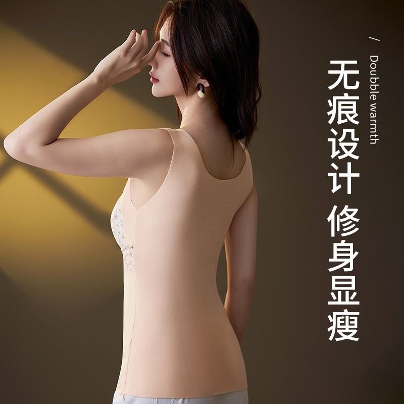 輕奢蕾絲雙面磨毛保暖背心-A1422-細節圖5