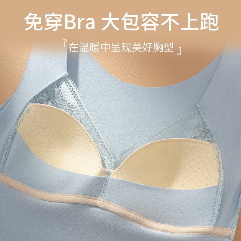 輕奢蕾絲雙面磨毛保暖背心-A1422-細節圖7