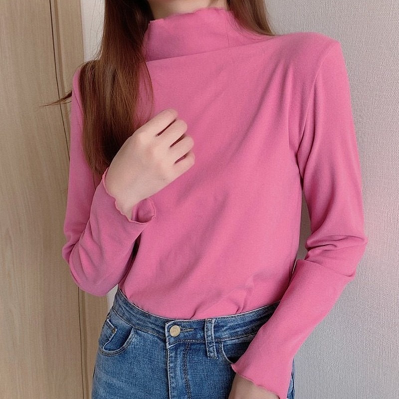 秋冬純色木耳邊百搭上衣-A1524-細節圖6