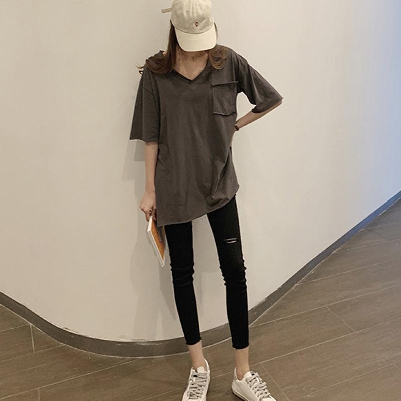 韓版大口袋V領上衣-A1741-細節圖3