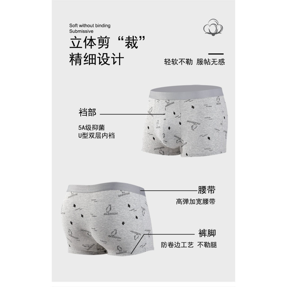男士大碼抗菌四角褲-A1871-細節圖3