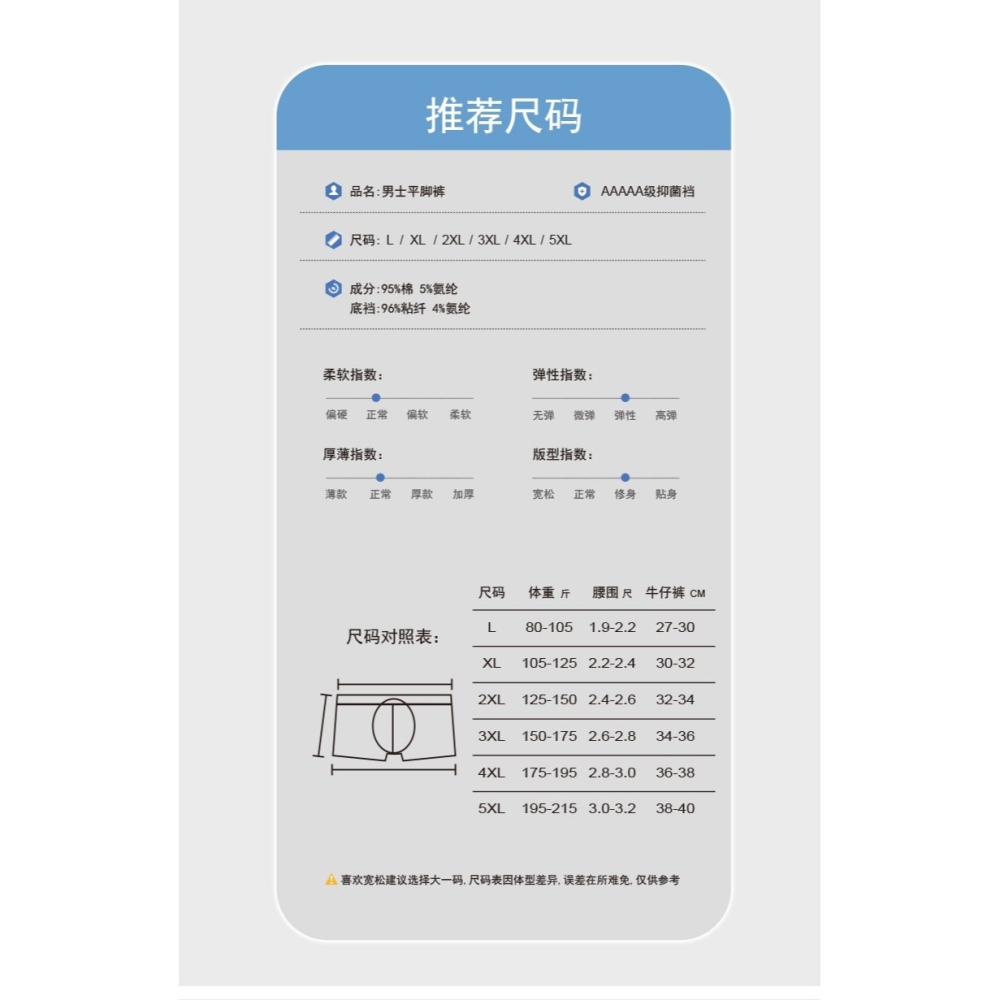 男士大碼抗菌四角褲-A1871-細節圖7