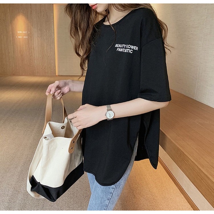 時尚字母印花開叉上衣-A1961-細節圖2