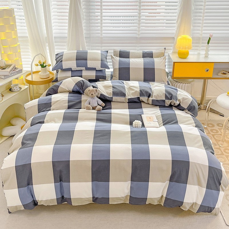 藍大格	＂1.8床笠180*200， 被套200*230，枕套48*74＂