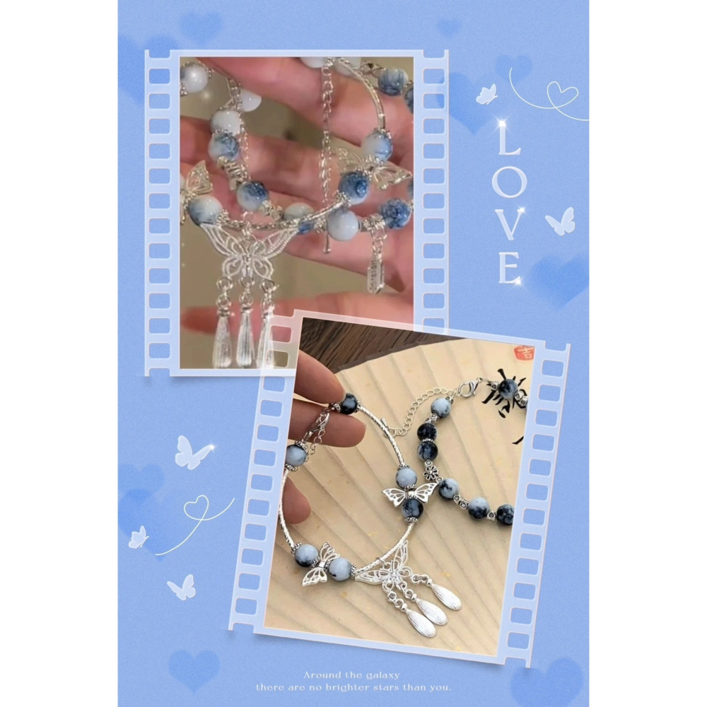 青花瓷平安珠手串-D0021-細節圖3