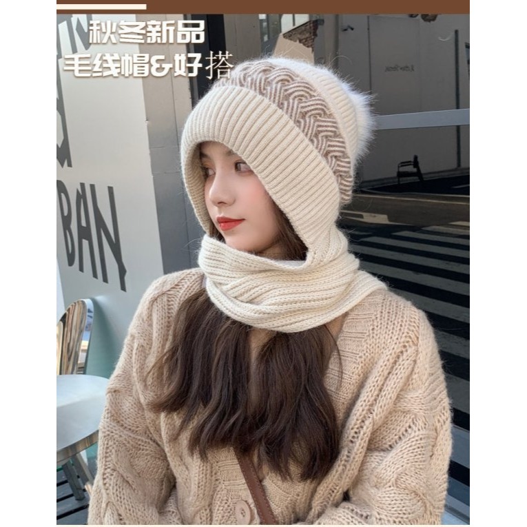 一體式針織帽子圍巾-D0069-細節圖2