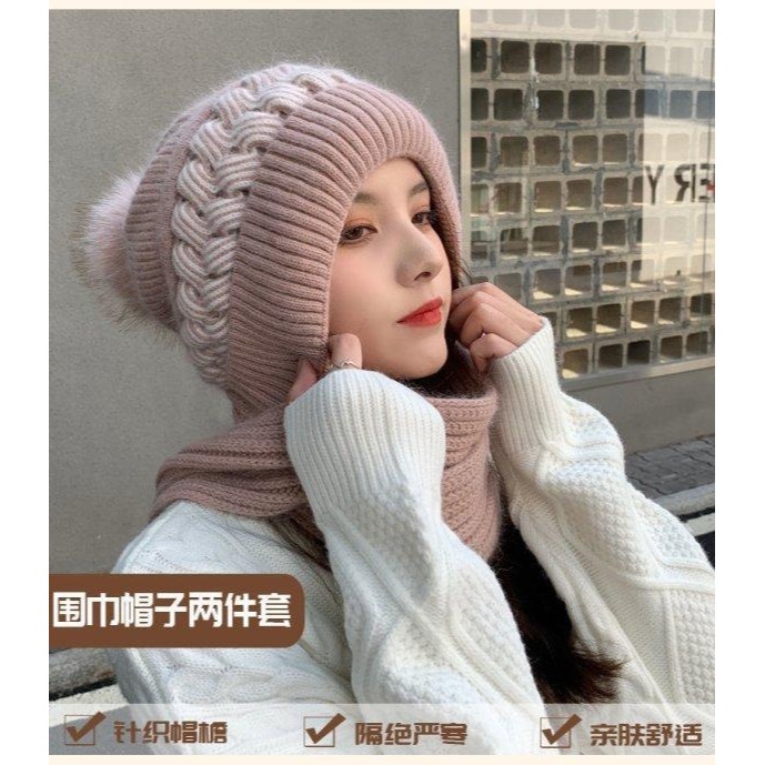 一體式針織帽子圍巾-D0069-細節圖4