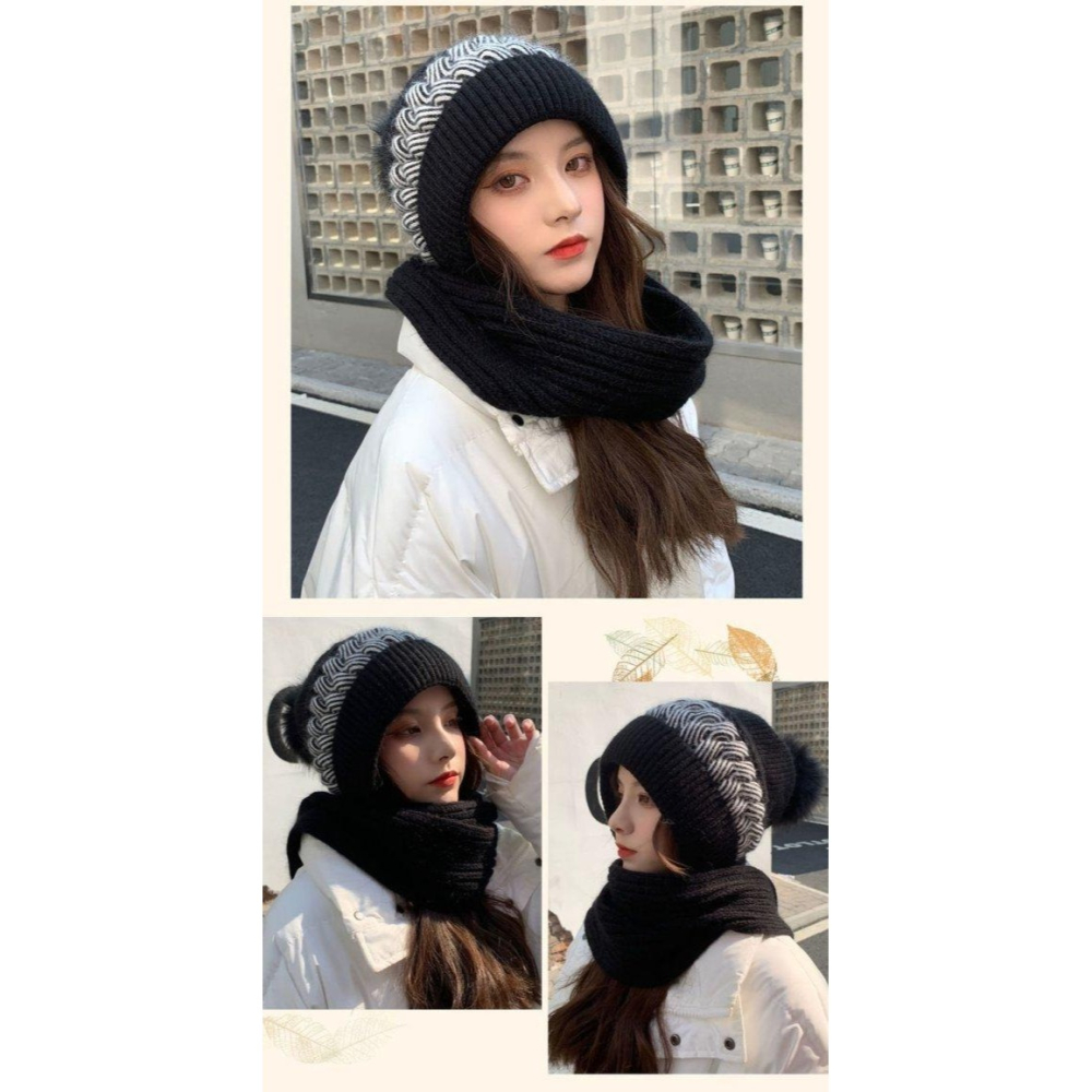 一體式針織帽子圍巾-D0069-細節圖5