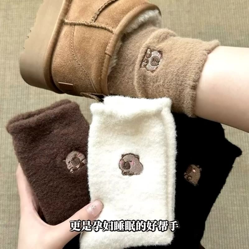 水豚毛絨中筒襪(一組五雙)-F0281-細節圖3