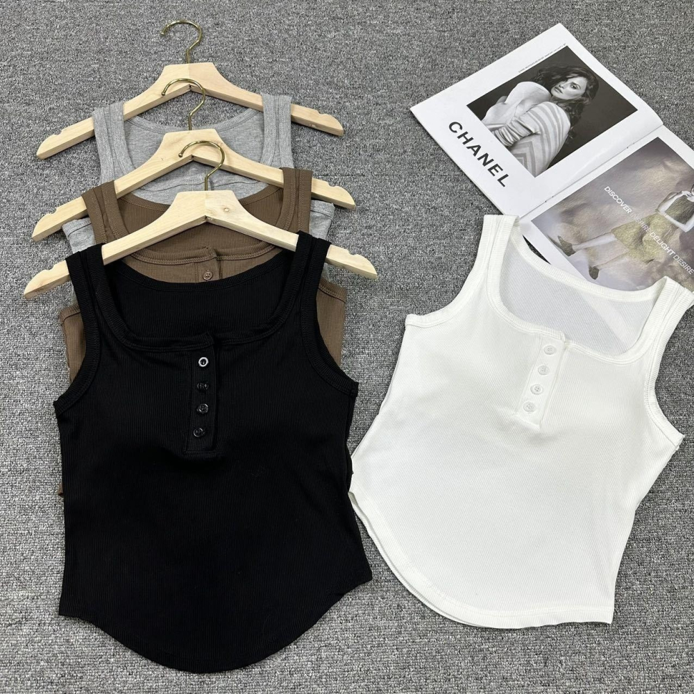 純慾風帶胸墊鈕扣背心-H0027-細節圖4