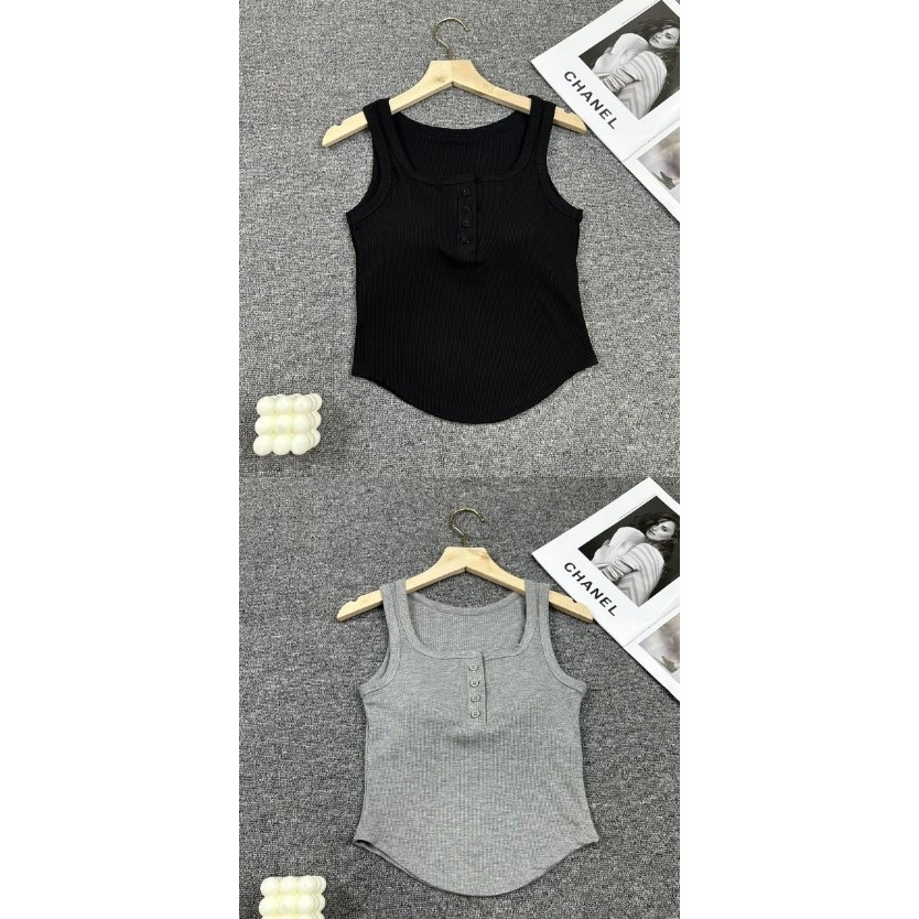 純慾風帶胸墊鈕扣背心-H0027-細節圖6