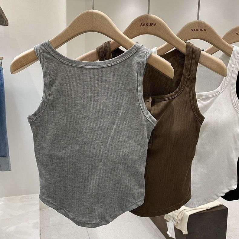 純慾風帶胸墊鈕扣背心-H0027-細節圖7