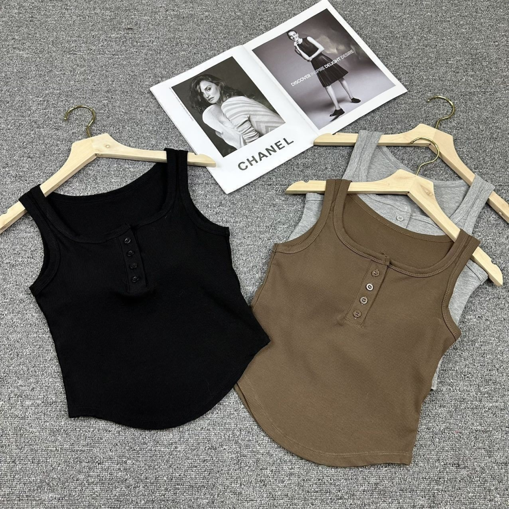 純慾風帶胸墊鈕扣背心-H0027-細節圖8