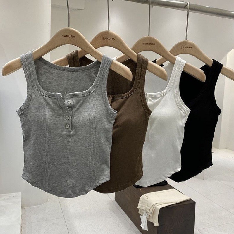 純慾風帶胸墊鈕扣背心-H0027-細節圖11