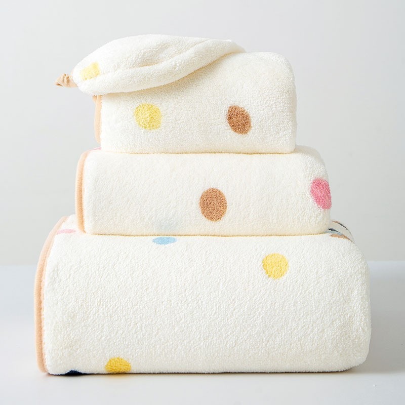 印花小貓毛巾浴巾乾髮帽套裝-B0775-細節圖2