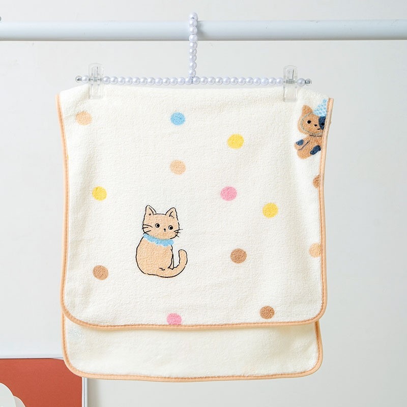 印花小貓毛巾浴巾乾髮帽套裝-B0775-細節圖4