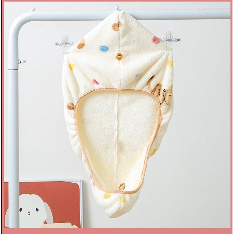 印花小貓毛巾浴巾乾髮帽套裝-B0775-細節圖7