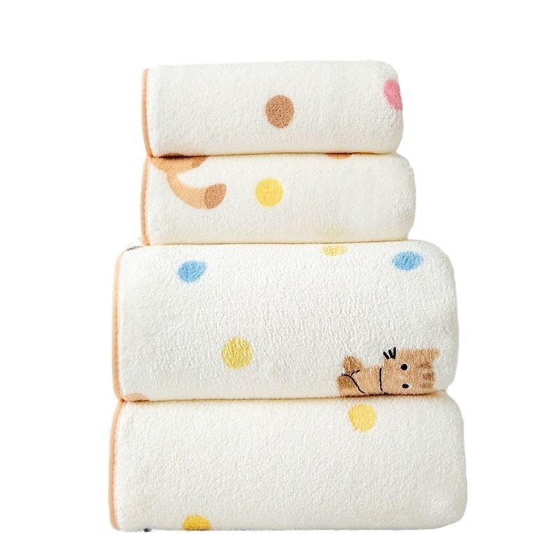 印花小貓毛巾浴巾乾髮帽套裝-B0775-細節圖11