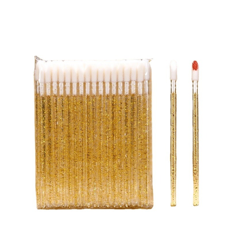 【愛來客 】一次性唇刷/方便衛生/塗唇膏唇彩/多用途100支盒裝(黑色桿.透明桿色.水晶金3色可選)-細節圖4