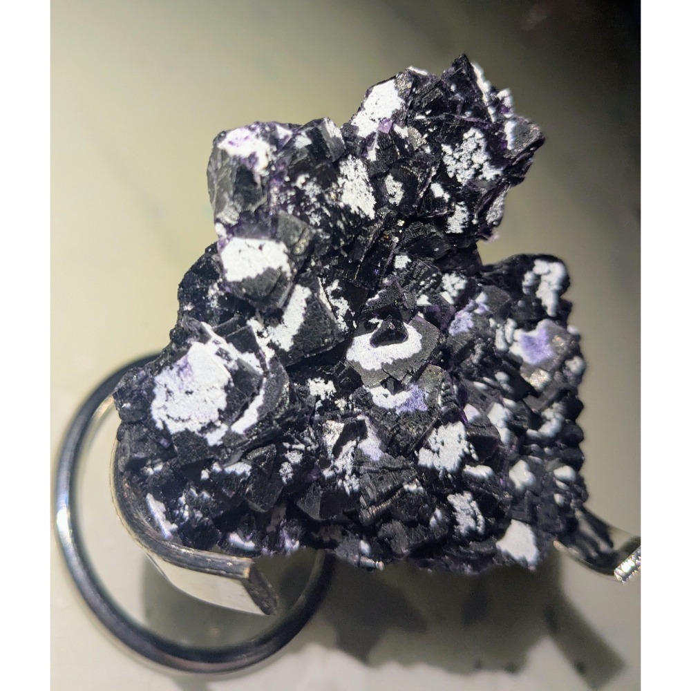 湖北恩施 浮生螢石 Mineral Fluorite Specimen 黑紫方解石 花狀結晶 收藏 標本-細節圖2