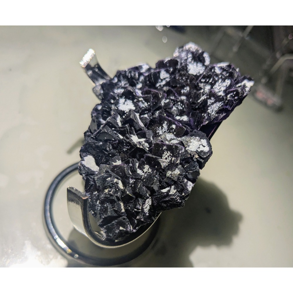 湖北恩施 浮生螢石 Mineral Fluorite Specimen 黑紫方解石 花狀結晶 收藏 標本-細節圖3