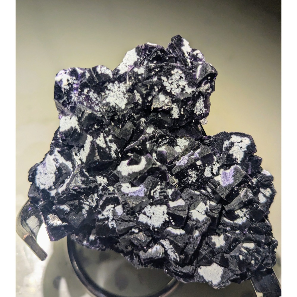 湖北恩施 浮生螢石 Mineral Fluorite Specimen 黑紫方解石 花狀結晶 收藏 標本-細節圖5