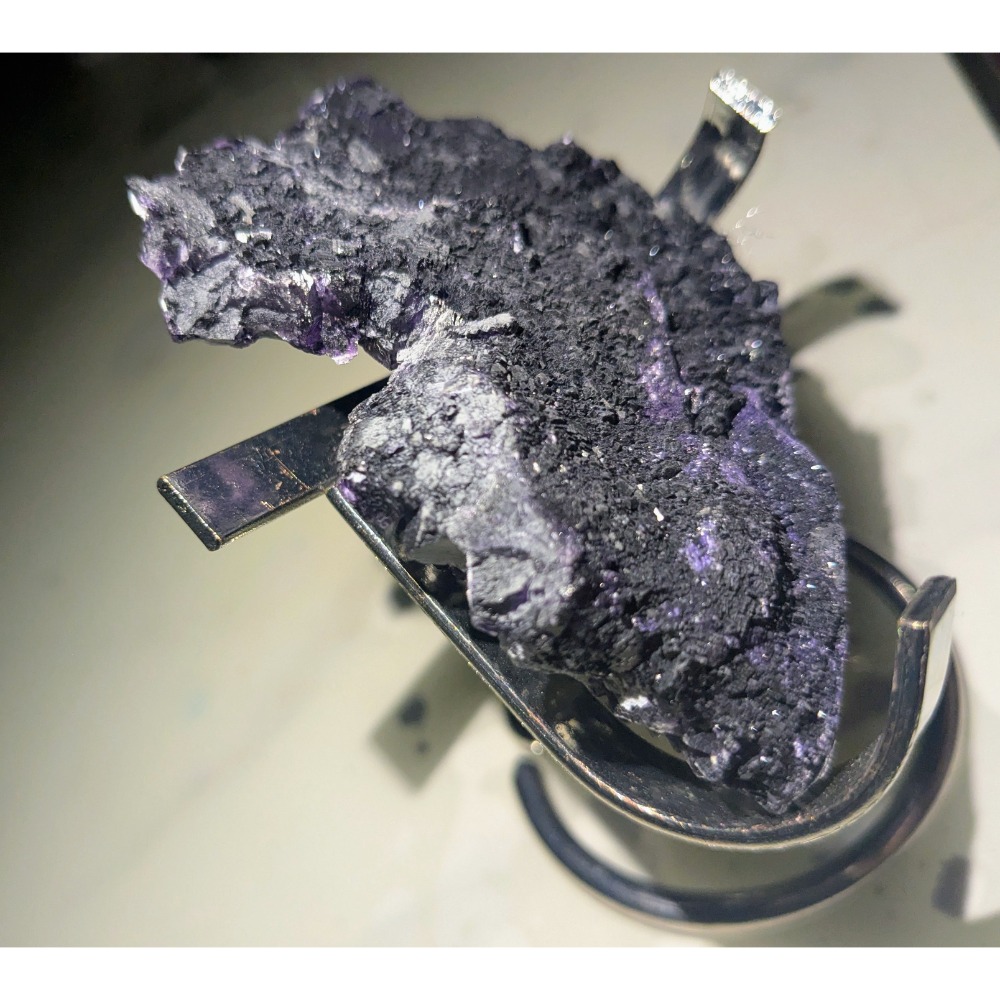 湖北恩施 浮生螢石 Mineral Fluorite Specimen 黑紫方解石 花狀結晶 收藏 標本-細節圖6