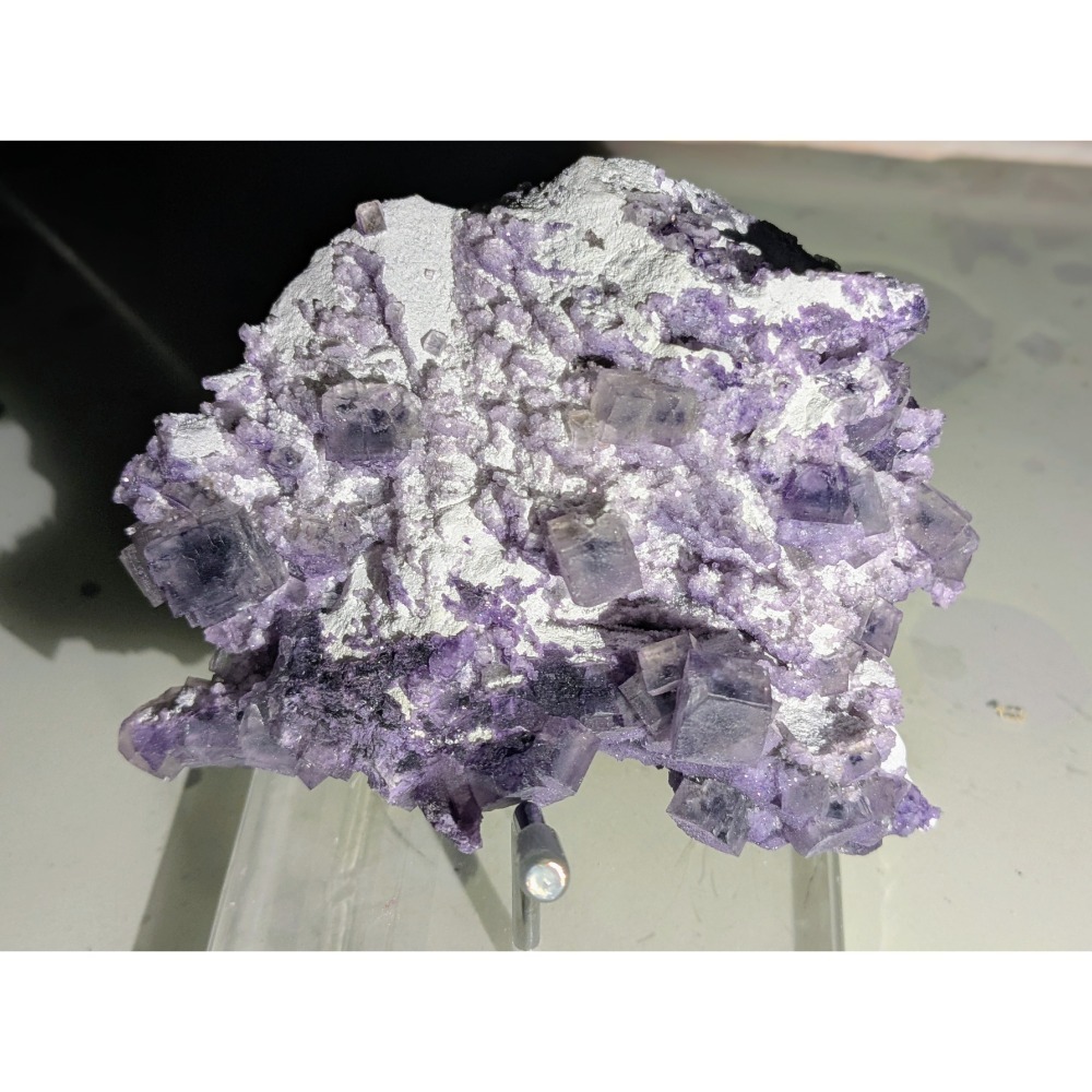 河南產 幻影螢石 紫色立方晶原礦標本-細節圖2