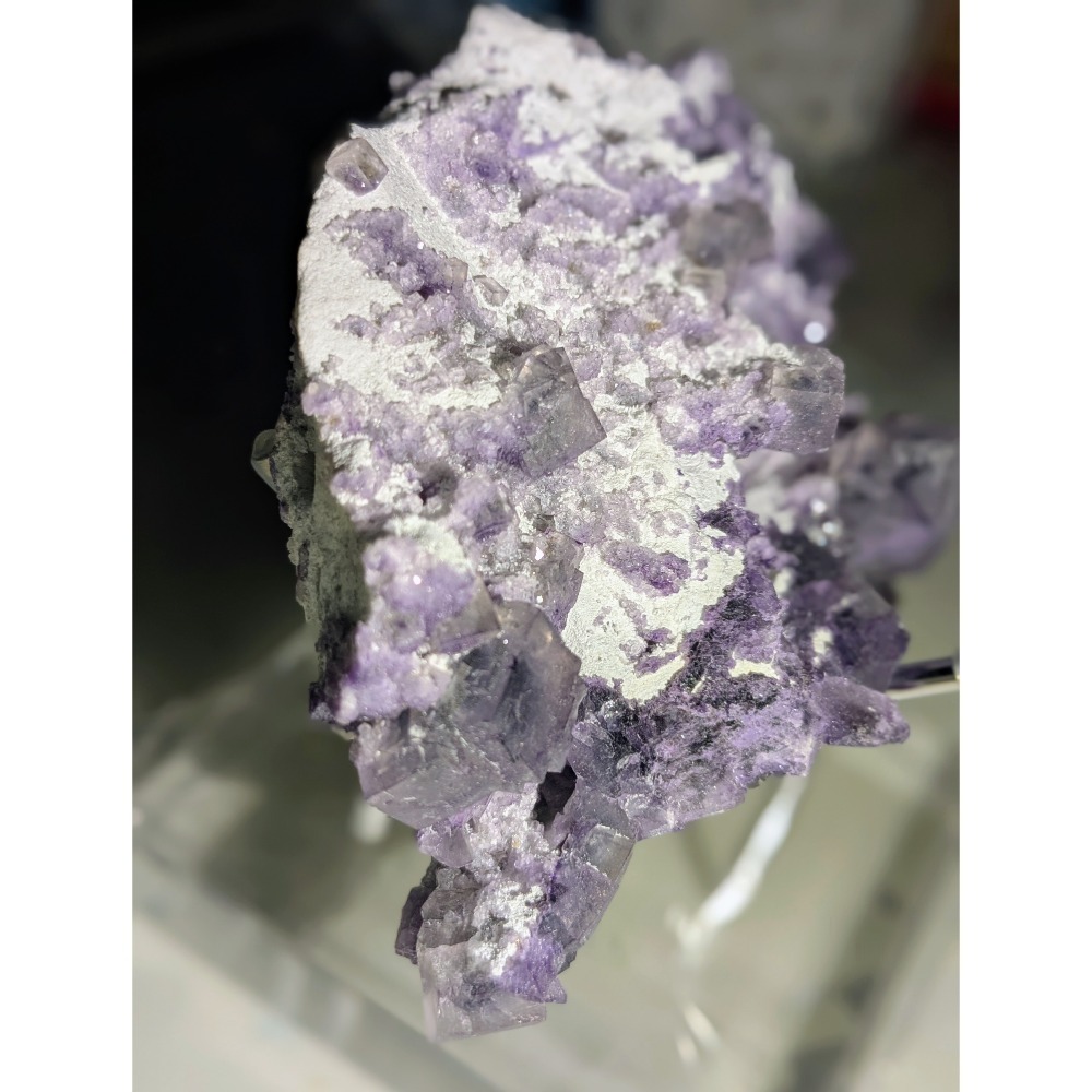 河南產 幻影螢石 紫色立方晶原礦標本-細節圖3