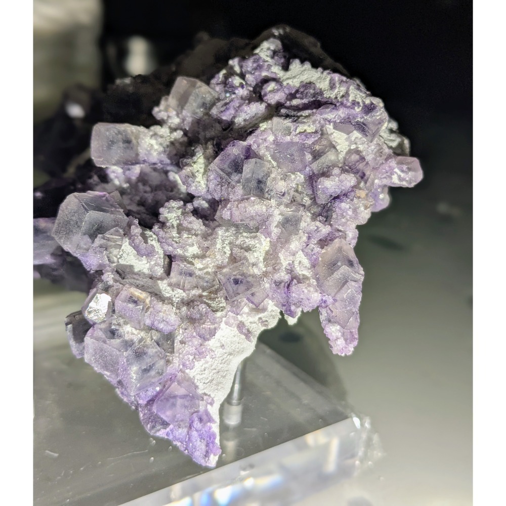河南產 幻影螢石 紫色立方晶原礦標本-細節圖4