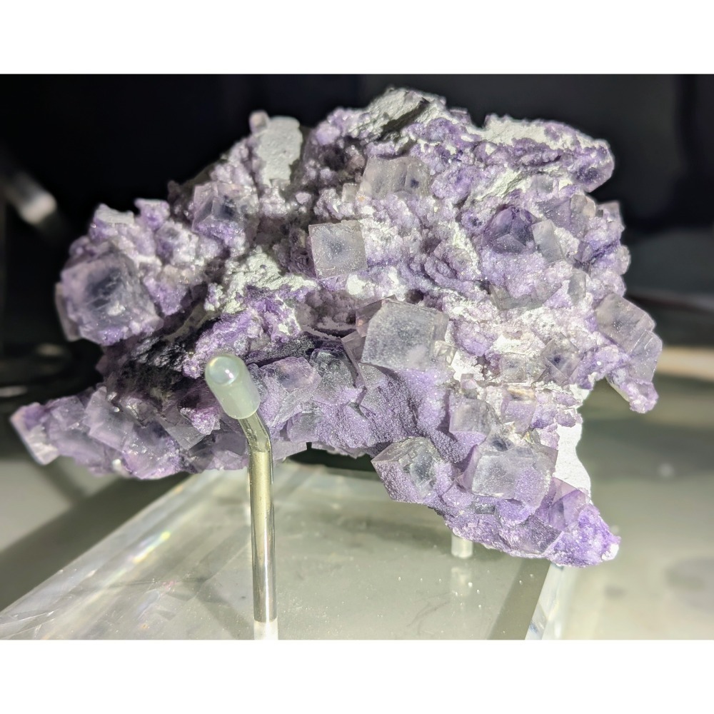 河南產 幻影螢石 紫色立方晶原礦標本-細節圖5