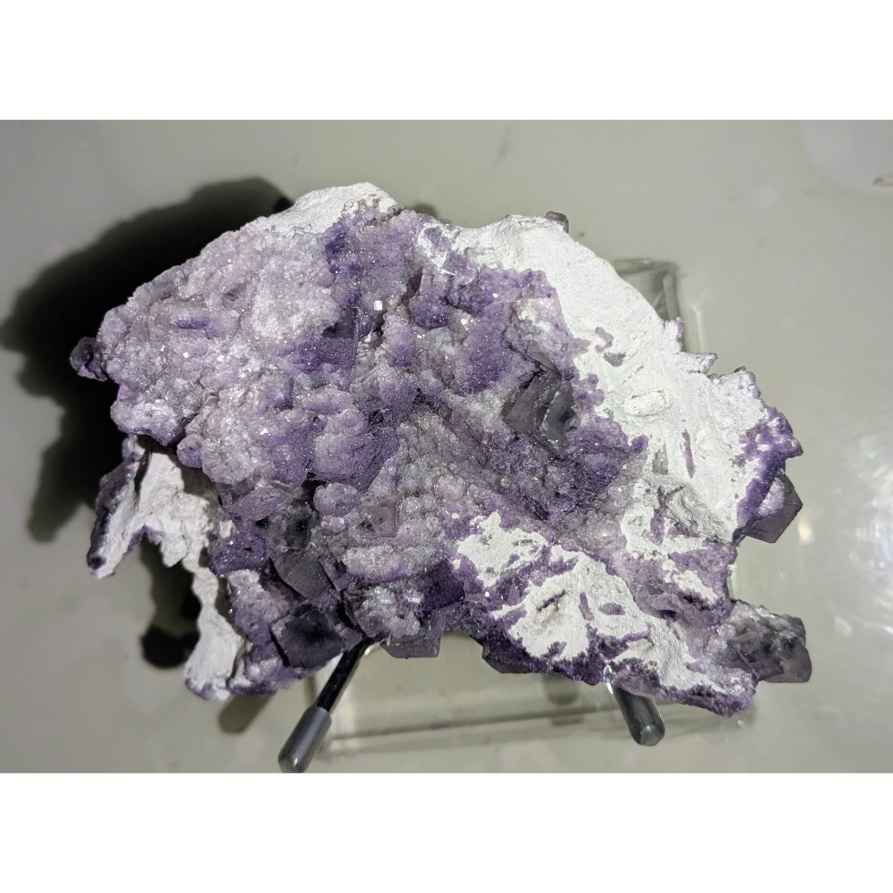 河南產 幻影螢石 紫色立方晶原礦標本-細節圖7