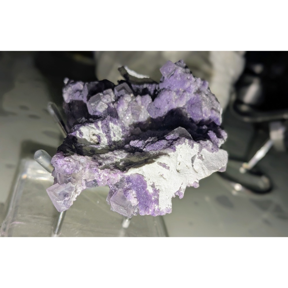 河南產 幻影螢石 紫色立方晶原礦標本-細節圖8