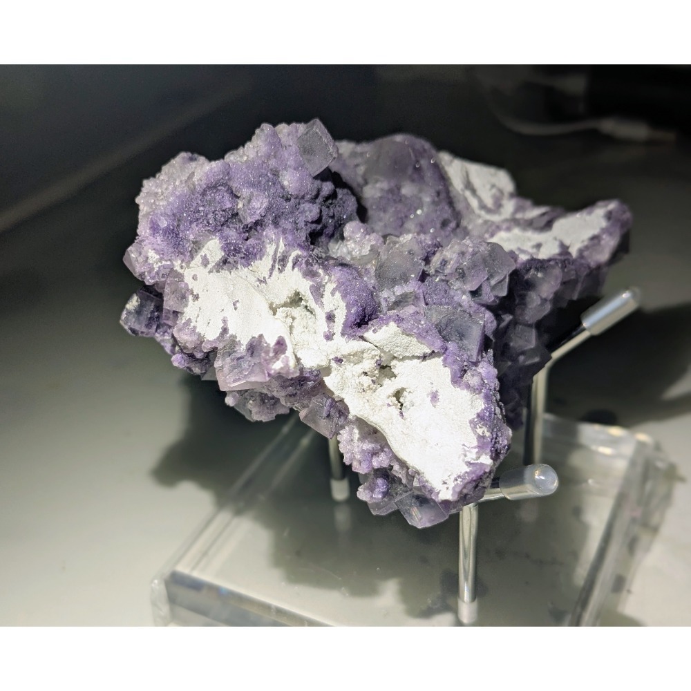 河南產 幻影螢石 紫色立方晶原礦標本-細節圖9