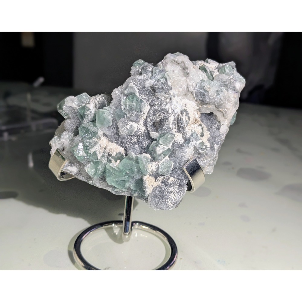 福建綠色八面體螢石｜水晶砂糖面共生-細節圖6