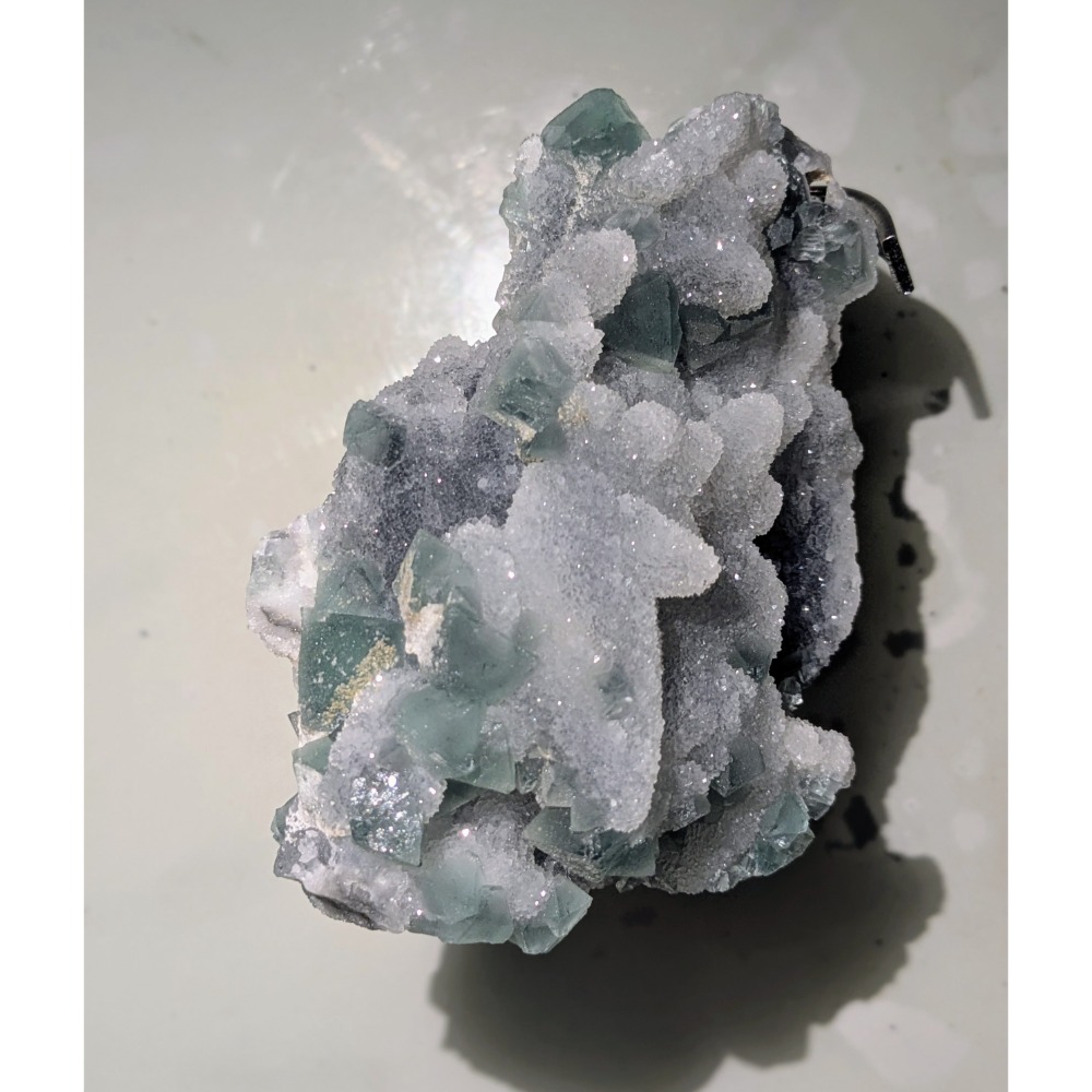 福建綠色八面體螢石｜水晶砂糖面共生-細節圖7