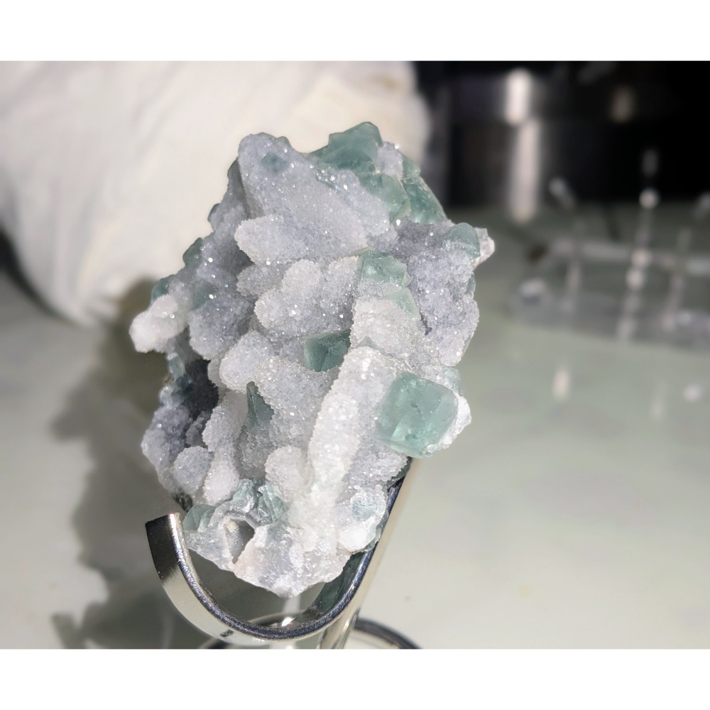 福建綠色八面體螢石｜水晶砂糖面共生-細節圖8