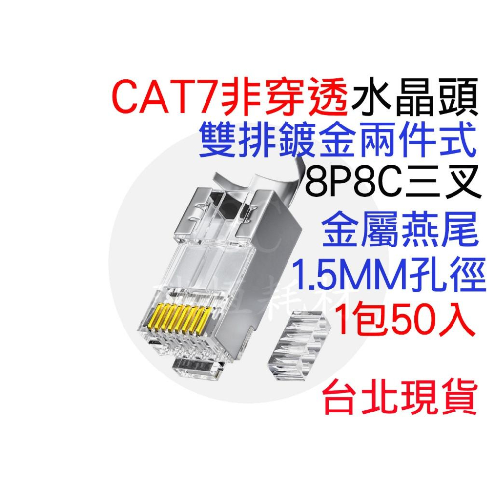CAT7 水晶頭 保護套 非穿透式 三叉鍍金 兩件式 雙排 網路頭 CAT7水晶頭 護套 CAT7保護套-細節圖3