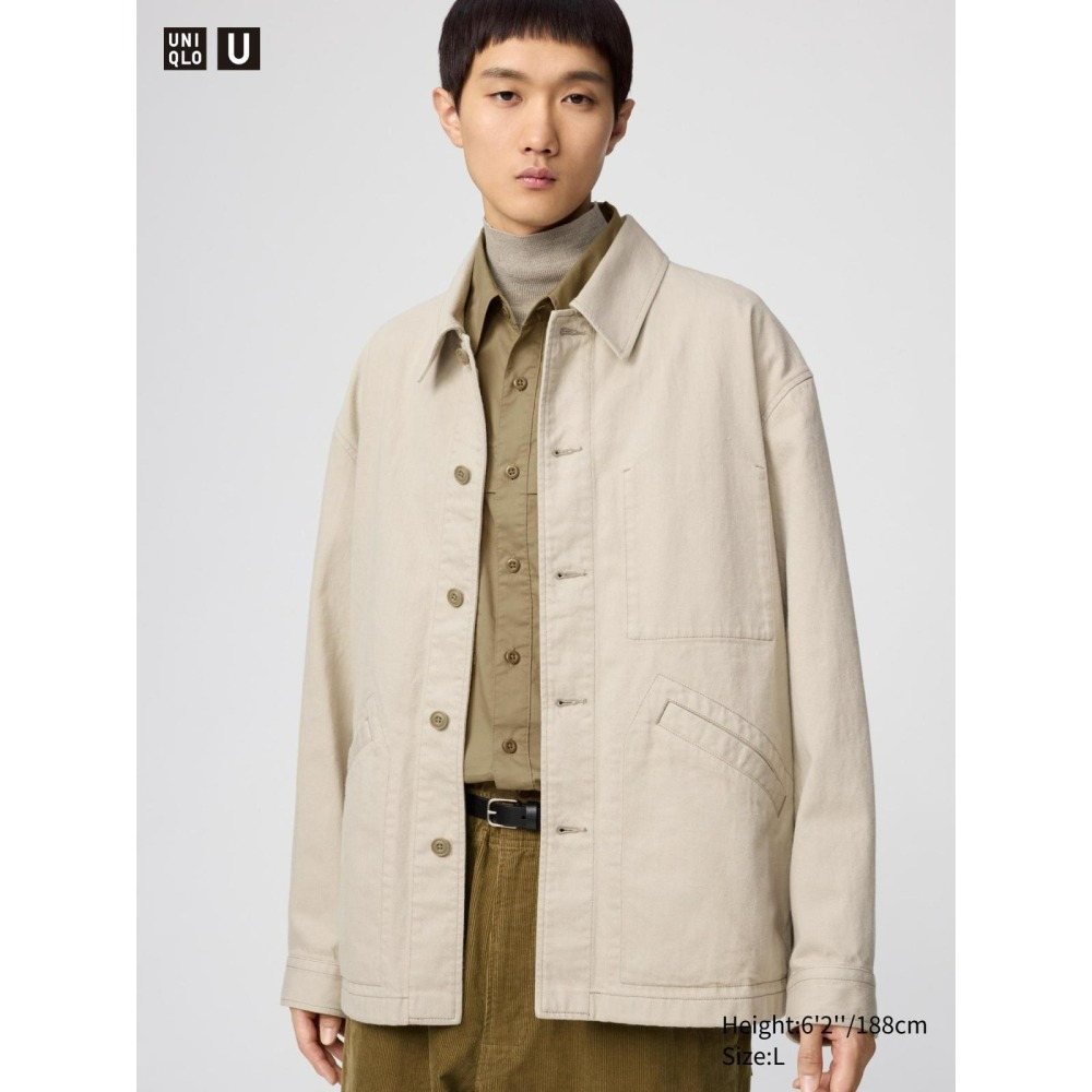 Yuan`s 『 品味生活』~ UNIQLO U系列 LEMAIRE設計聯名 水洗棉牛仔外套 法式工裝夾克 M號 近全新-細節圖4