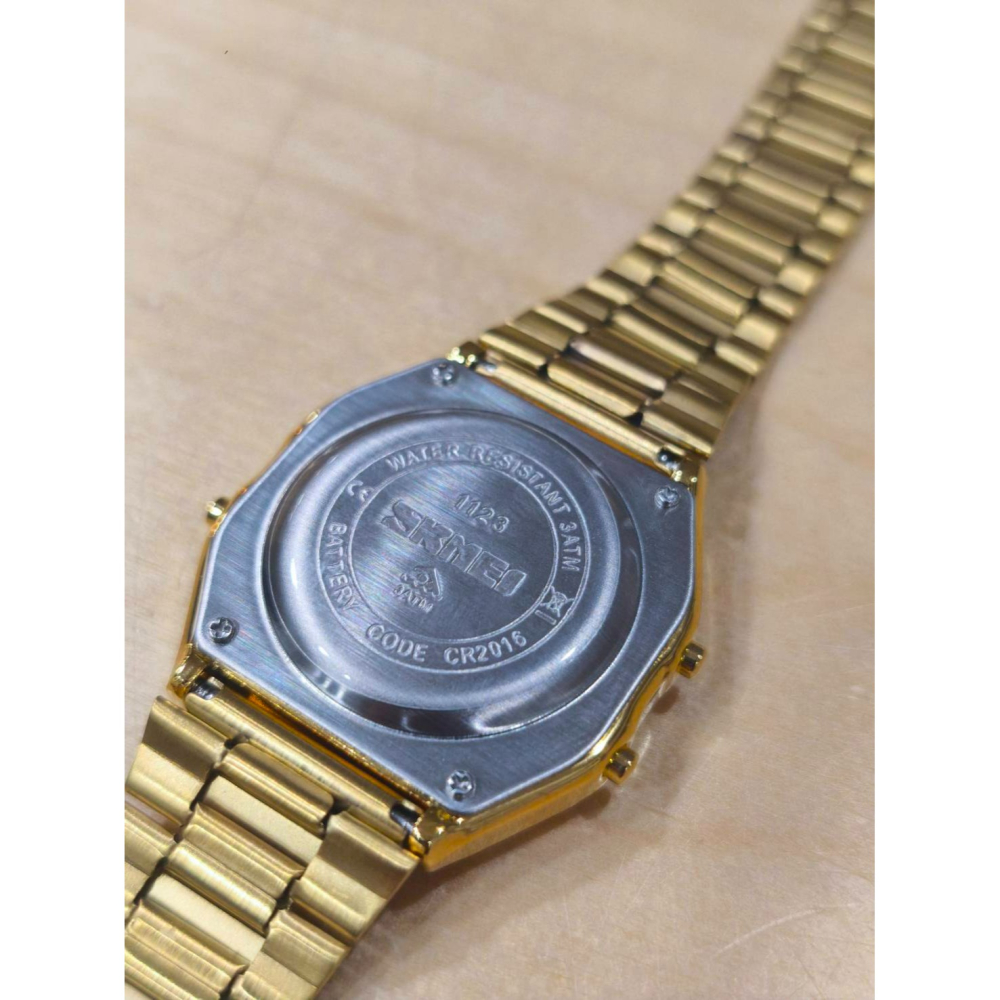 Yuan`s 『 品味生活』~ SKMEI 1123 平替 卡西歐 A158W 小金塊 盒裝 附一顆電池 二組鋼化模-細節圖4